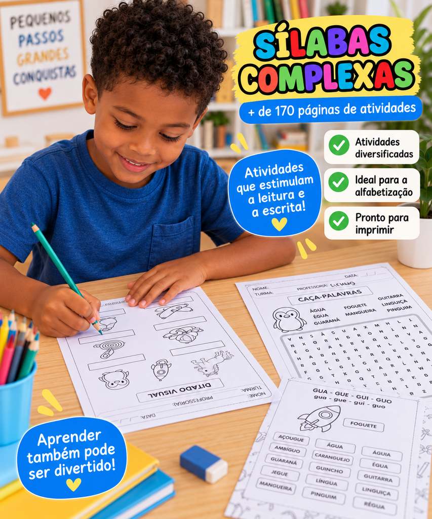 Apostila de Sílabas Complexas Alfabrinca com mais de 170 páginas de atividades