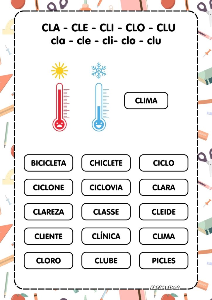 Atividades com CL para Alfabetização | Leitura + Escrita + Caça-palavras + Ditado + Ficha de leitura - Pronto para imprimir