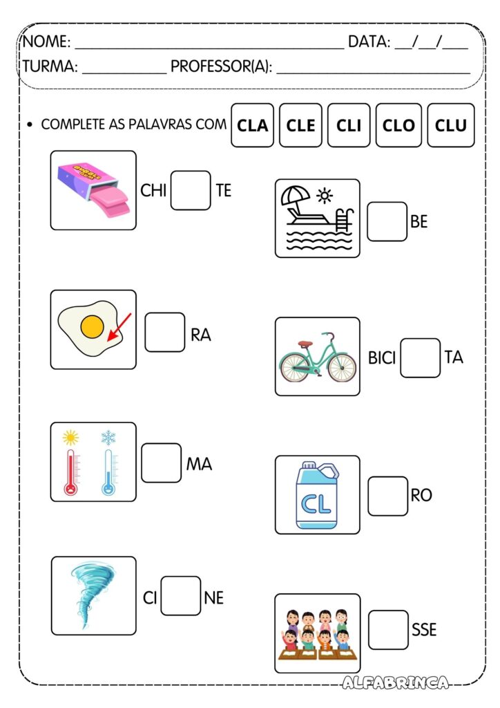 Atividades com CL para Alfabetização | Leitura + Escrita + Caça-palavras + Ditado + Ficha de leitura - Pronto para imprimir