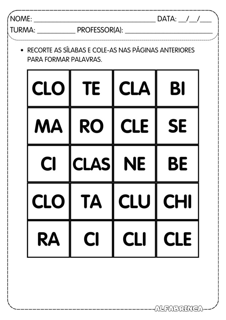 Atividades com CL para Alfabetização | Leitura + Escrita + Caça-palavras + Ditado + Ficha de leitura - Pronto para imprimir