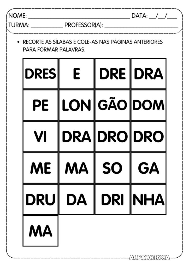 Atividades com DR para Alfabetização | Leitura + Escrita + Caça-palavras + Ditado + Ficha de leitura | Pronto para imprimir