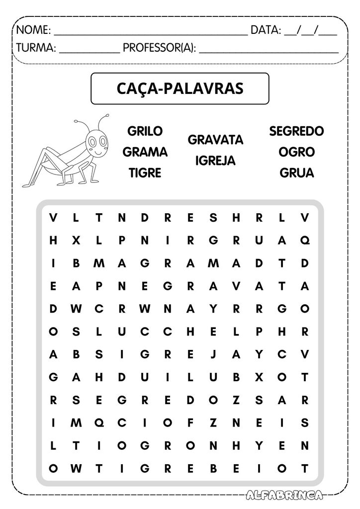 Atividades com GR – GRA, GRE, GRI, GRO e GRU para alfabetização.