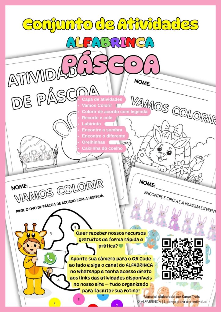 Atividades de Páscoa - 21 páginas prontas para imprimir - Download gratuito - Alfabrinca