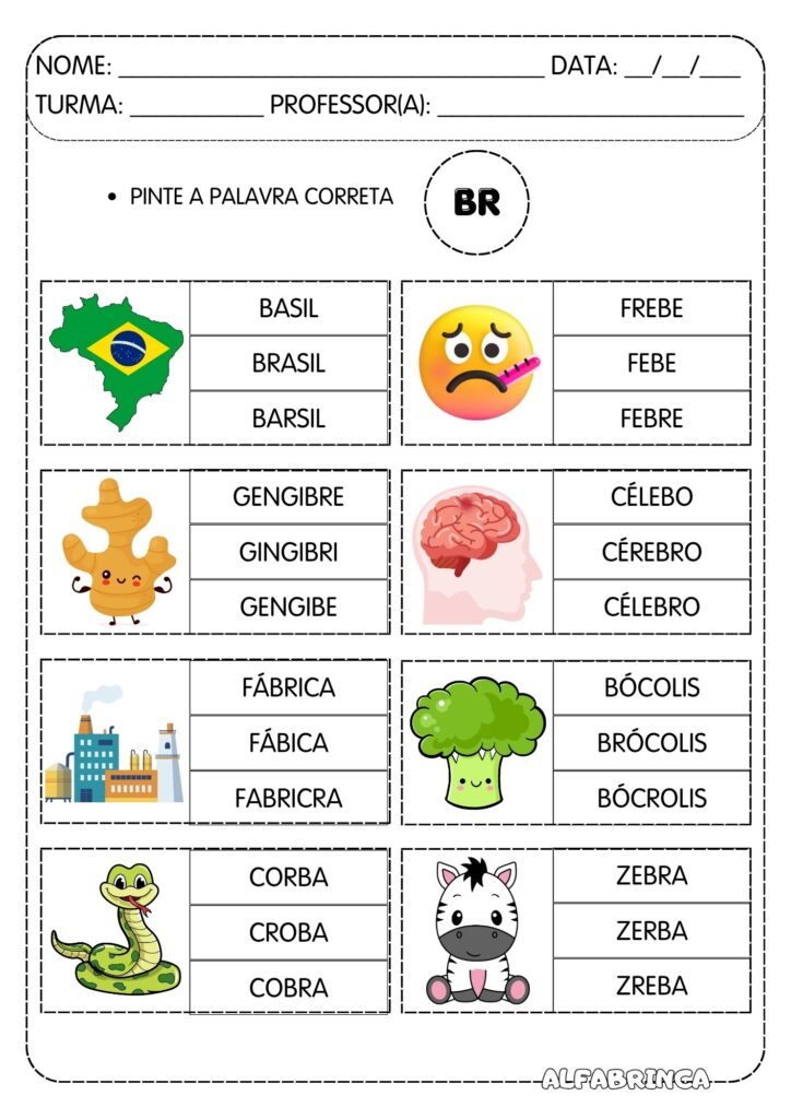 Atividades para trabalhar sílabas complexas BR - Pronto para imprimir - Download gratuito