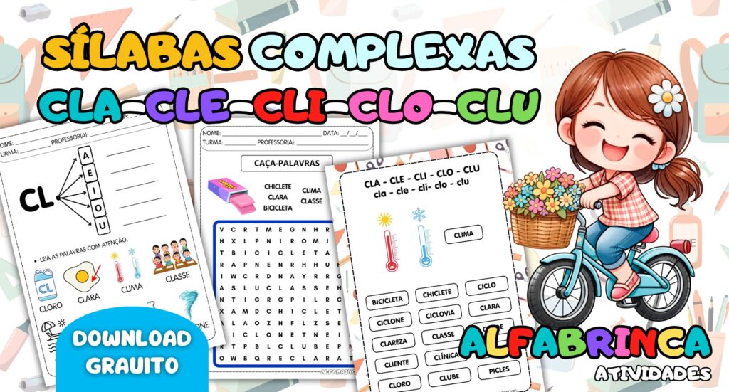 Atividades com CL para Alfabetização | Leitura + Escrita + Caça-palavras + Ditado + Ficha de leitura - Pronto para imprimir