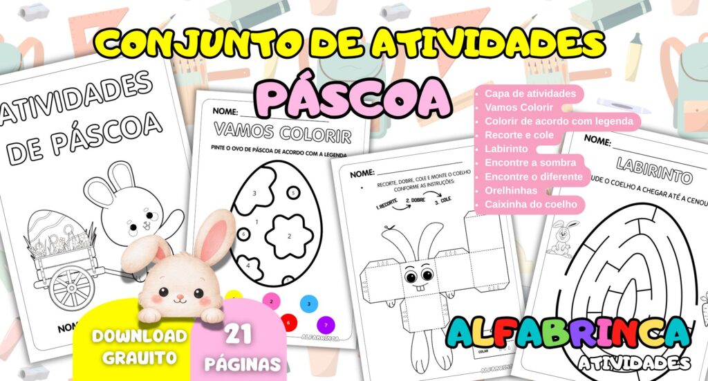 Atividades de Páscoa - 21 páginas prontas para imprimir - Download gratuito - Alfabrinca