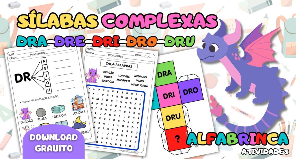 Atividades com DR para Alfabetização | Leitura + Escrita + Caça-palavras + Ditado + Ficha de leitura | Pronto para imprimir