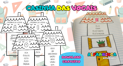 Casinha das Vogais - Recurso Pedagógico pronto para imprimir - Download gratuito