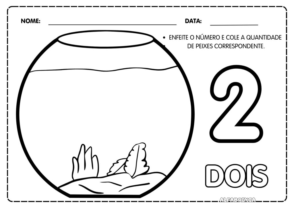 Números e quantidades - Aquário e peixinhos - Recurso pronto para imprimir