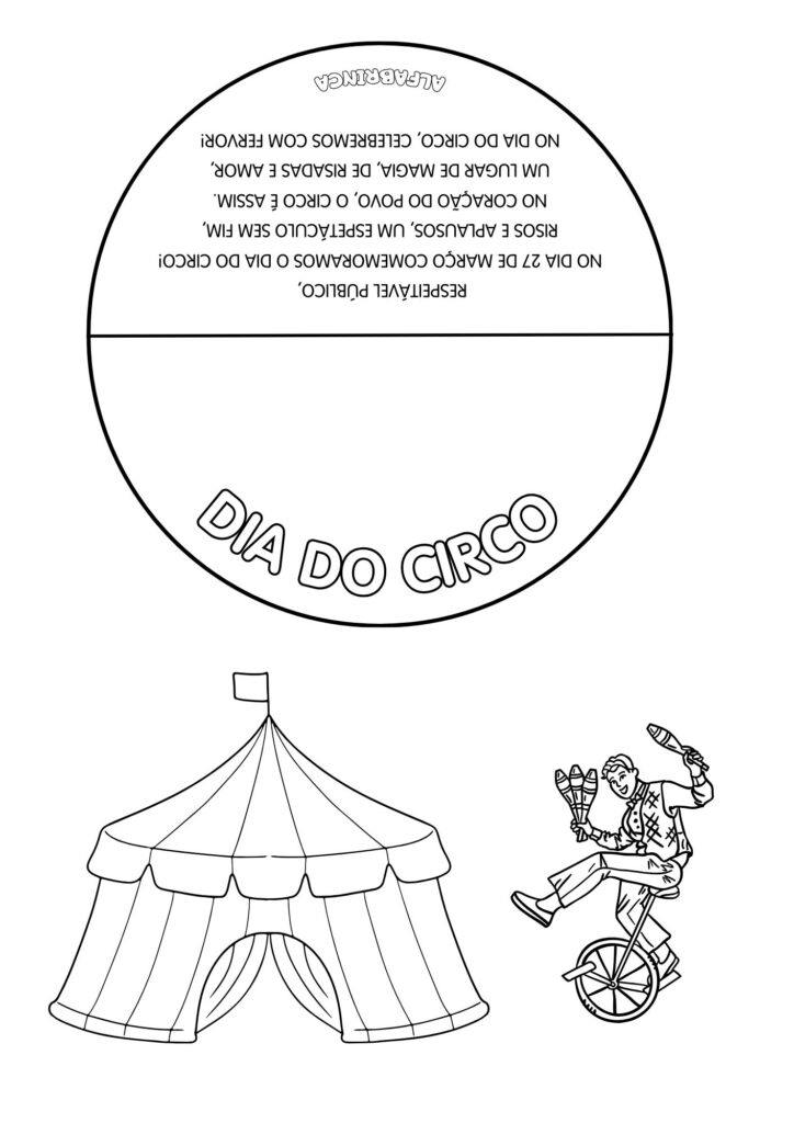 Dia do Circo - Colorir e montar - atividade pronta para imprimir - Alfabrinca