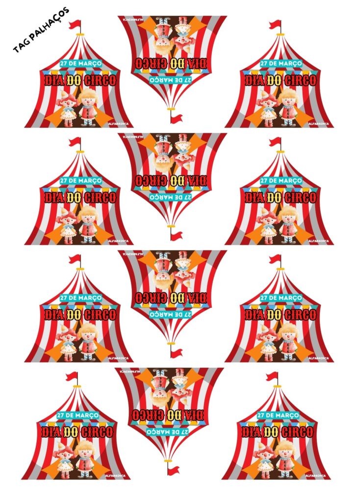 Dia do Circo: Kit gratuito ALFABRINCA para imprimir com lembrancinhas e atividades