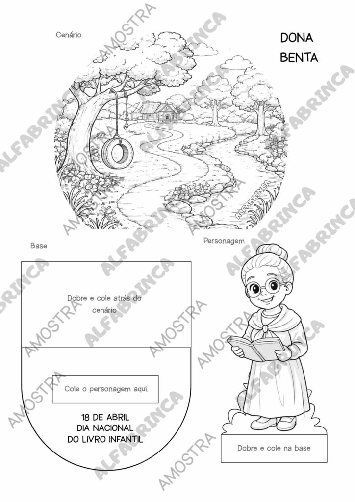 Kit Dia Nacional do Livro Infantil – Atividades + Lembrancinha 3D + Painel (PDF Imprimível)