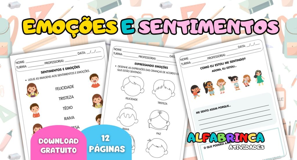 Conjunto de Atividades - Emoções e Sentimentos (PDF gratuito para imprimir)