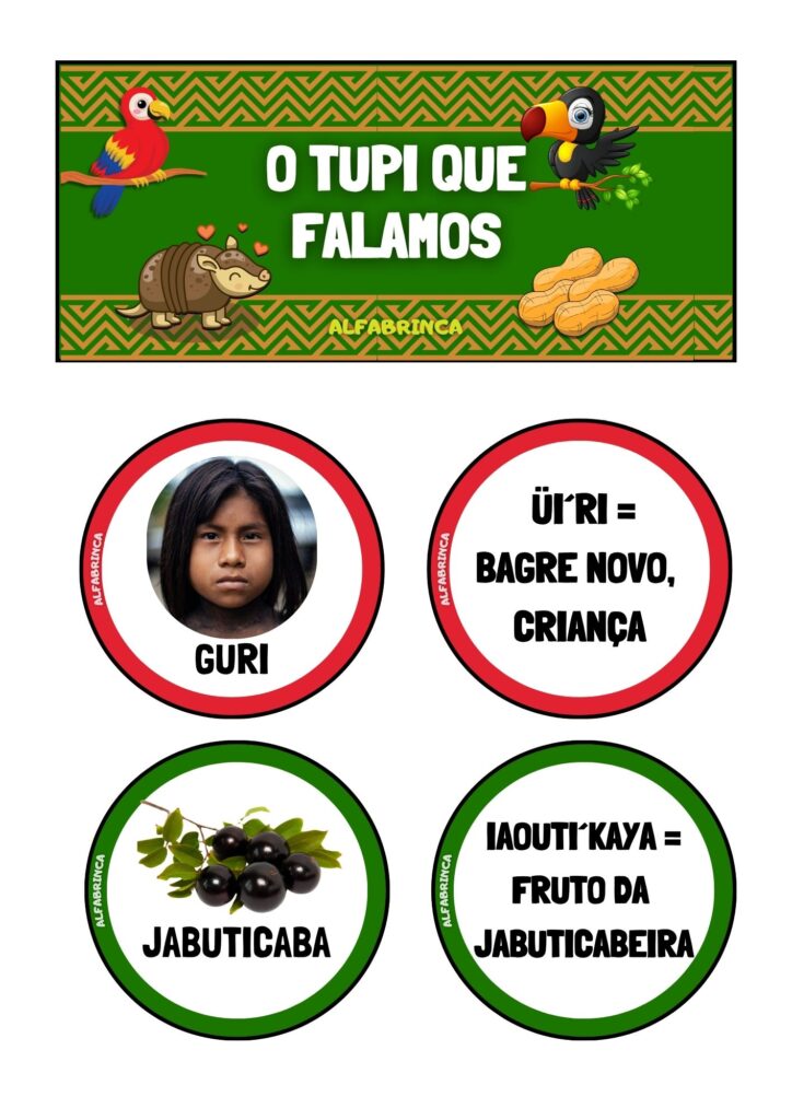 O tupi que falamos - Palavras na lata - Recurso pronto para imprimir
