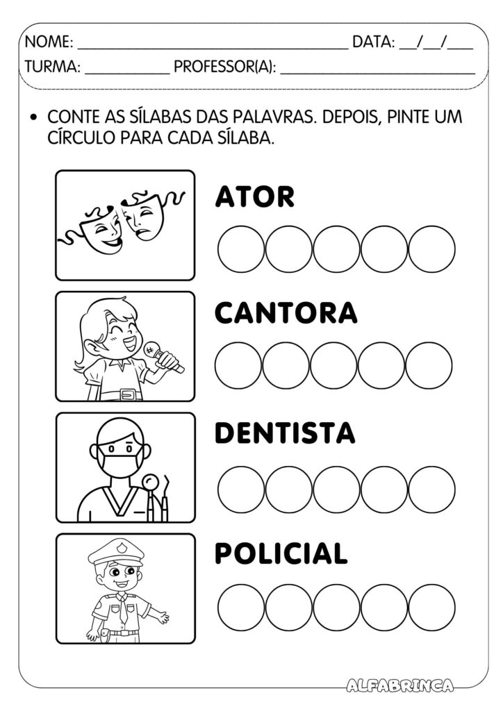 Sequência didática - PROFISSÕES - Alfabetização - Pronto para imprimir - Alfabrinca