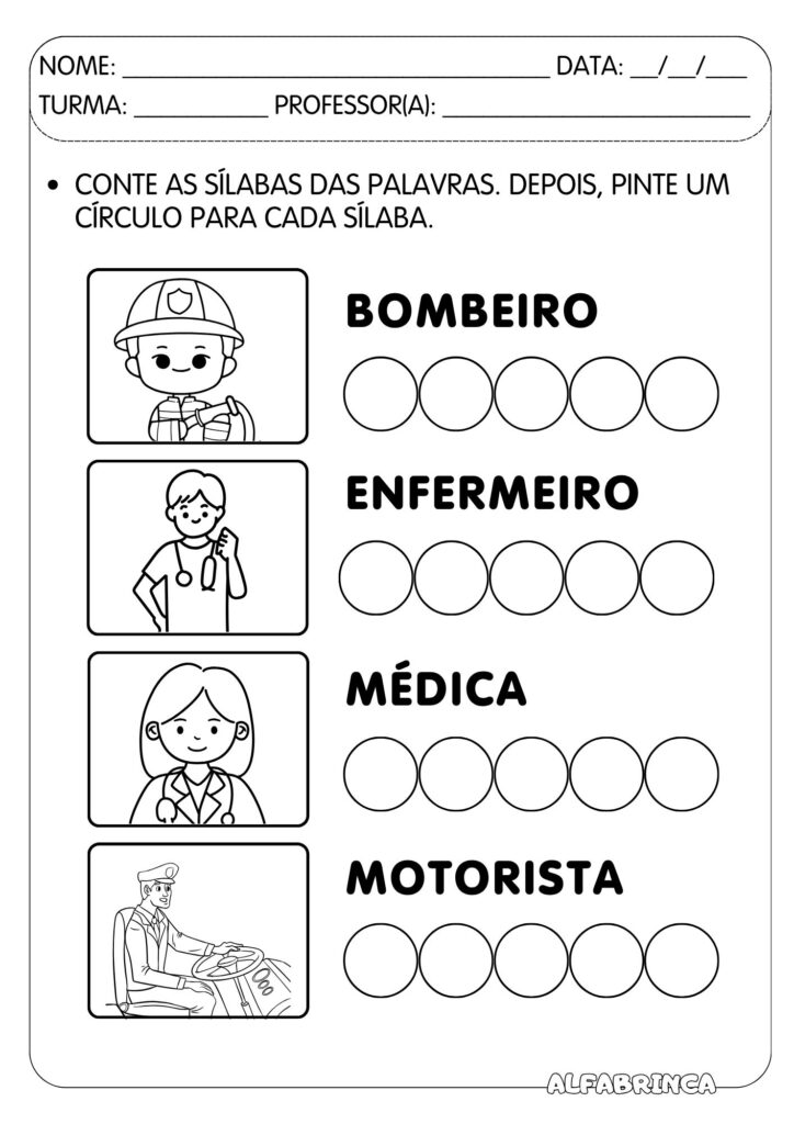 Sequência didática - PROFISSÕES - Alfabetização - Pronto para imprimir - Alfabrinca