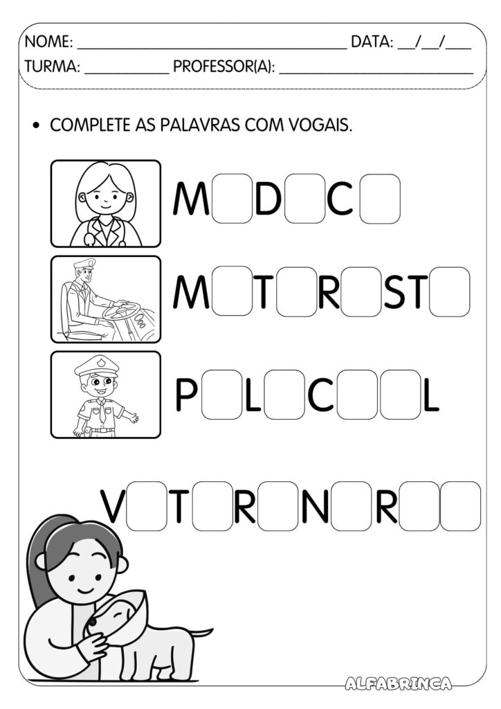 Sequência didática - PROFISSÕES - Alfabetização - Pronto para imprimir - Alfabrinca