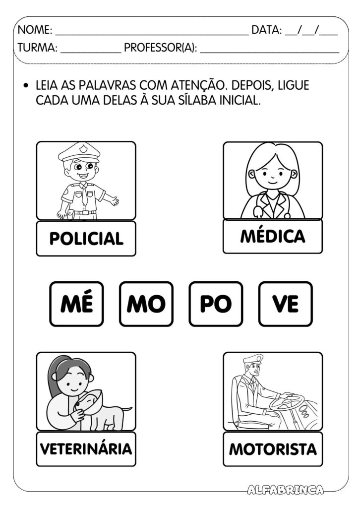 Sequência didática - PROFISSÕES - Alfabetização - Pronto para imprimir - Alfabrinca