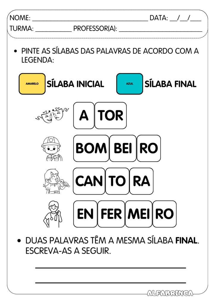 Sequência didática - PROFISSÕES - Alfabetização - Pronto para imprimir - Alfabrinca