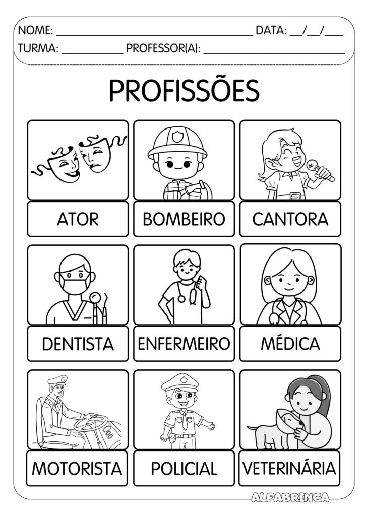 Sequência didática - PROFISSÕES - Alfabetização - Pronto para imprimir - Alfabrinca