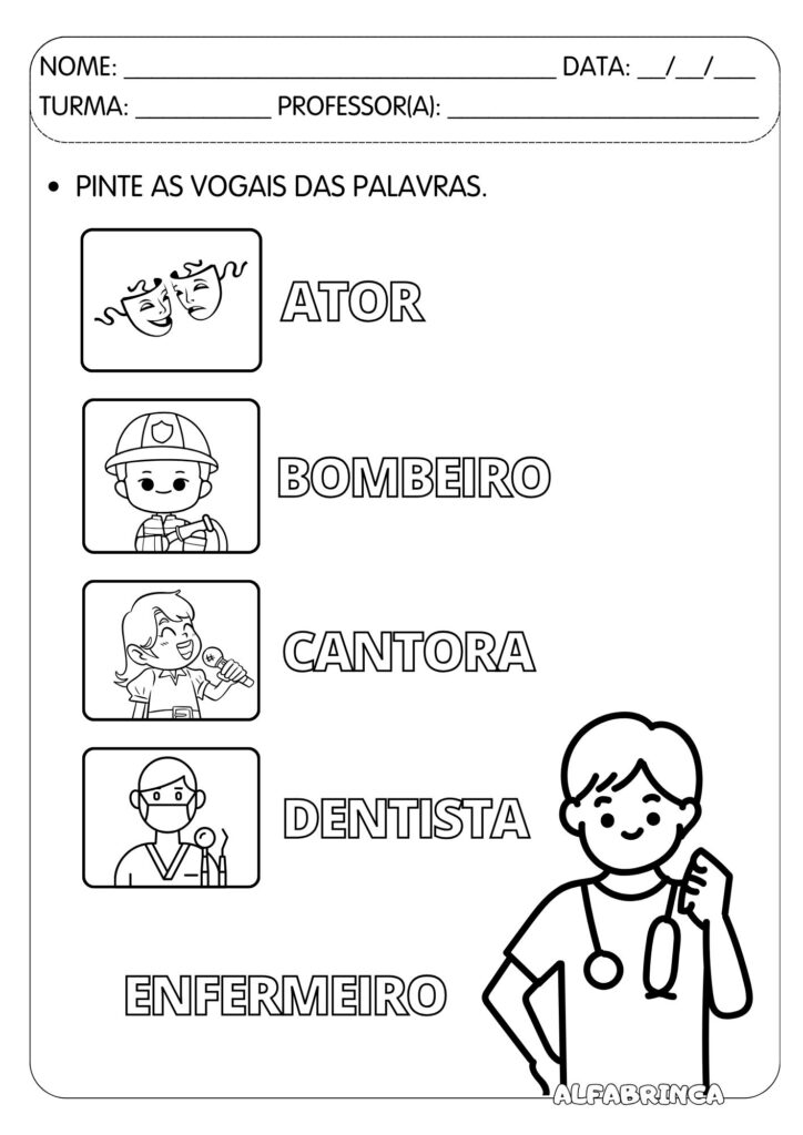 Sequência didática - PROFISSÕES - Alfabetização - Pronto para imprimir - Alfabrinca