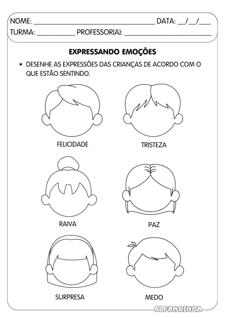 Conjunto de Atividades - Emoções e Sentimentos (PDF gratuito para imprimir)