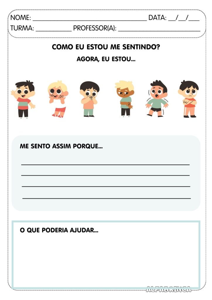 Conjunto de Atividades - Emoções e Sentimentos (PDF gratuito para imprimir)