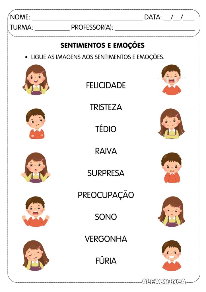 Conjunto de Atividades - Emoções e Sentimentos (PDF gratuito para imprimir)