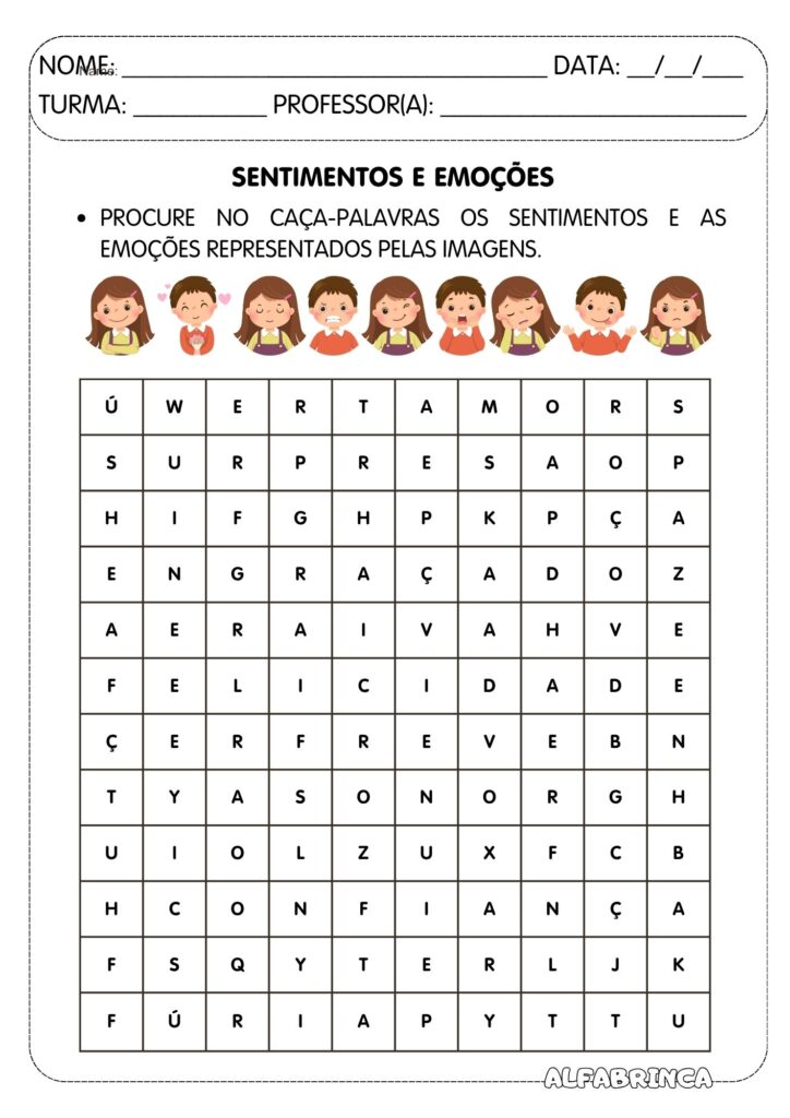 Conjunto de Atividades - Emoções e Sentimentos (PDF gratuito para imprimir)