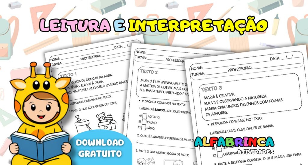 Leitura e Interpretação de Textos – Conjunto com 6 textos + Atividades - ALFABRINCA