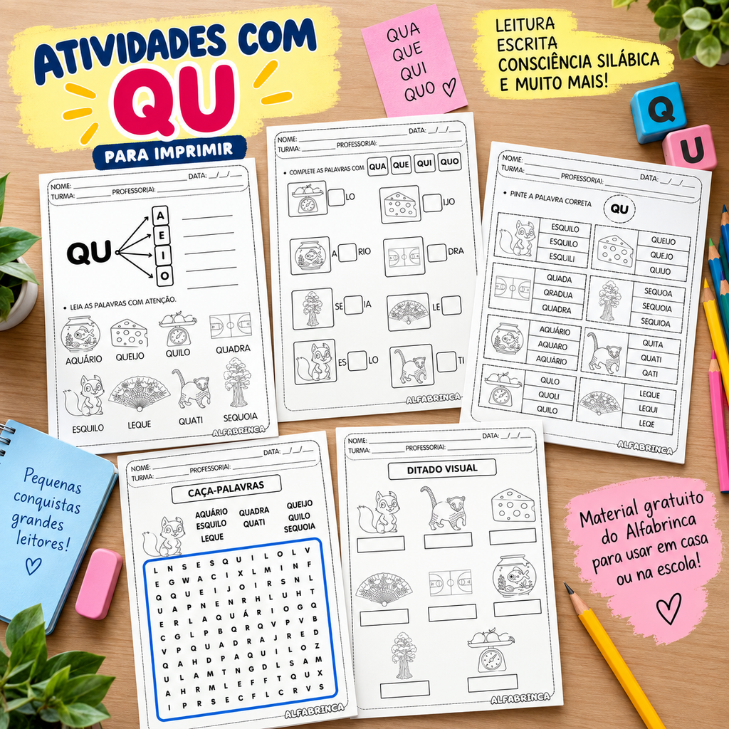 Atividades com QU para Alfabetização – Sílabas Complexas