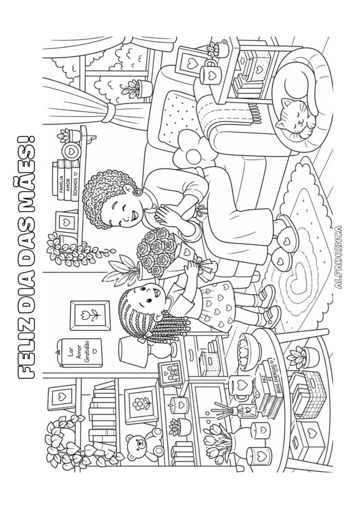Desenhos de Dia das Mães para colorir grátis em PDF. Kit completo com atividades infantis prontas para imprimir. Alfabrinca