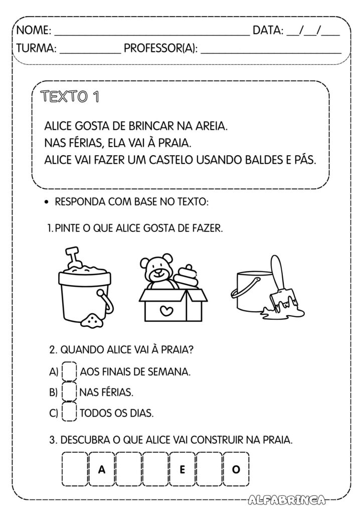 Leitura e Interpretação de Textos – Conjunto com 6 textos + Atividades - ALFABRINCA