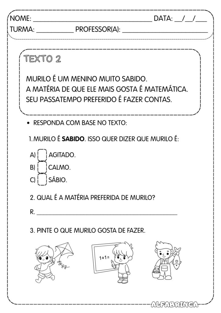 Leitura e Interpretação de Textos – Conjunto com 6 textos + Atividades - ALFABRINCA