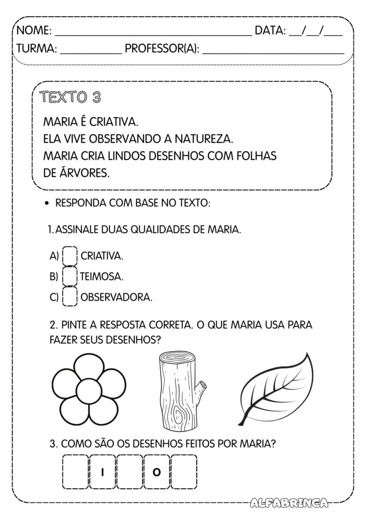 Leitura e Interpretação de Textos – Conjunto com 6 textos + Atividades - ALFABRINCA