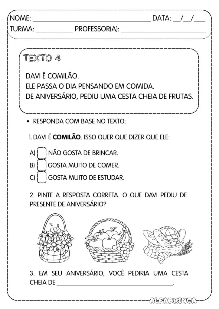 Leitura e Interpretação de Textos – Conjunto com 6 textos + Atividades - ALFABRINCA
