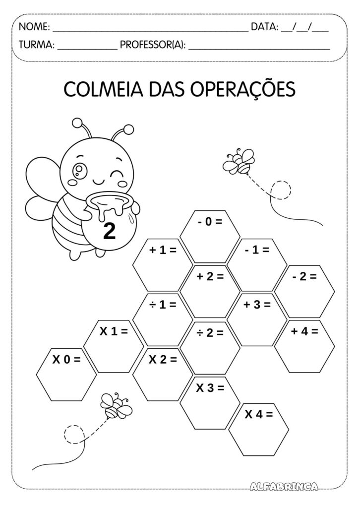 Colmeia das Operações Matemáticas – Material pronto para imprimir - Download Gratuito - Alfabrinca