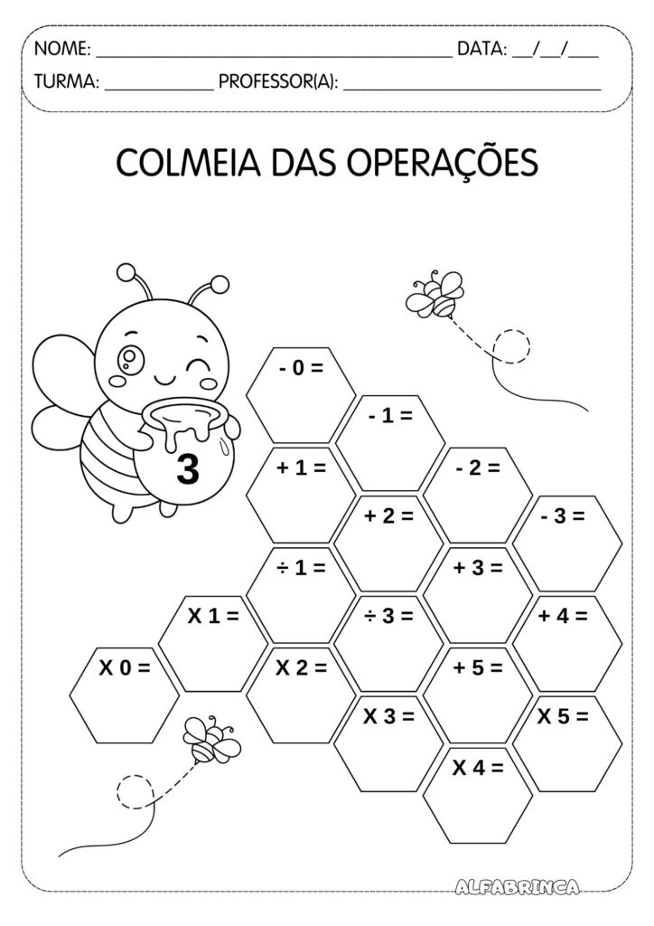 Colmeia das Operações Matemáticas – Material pronto para imprimir - Download Gratuito - Alfabrinca
