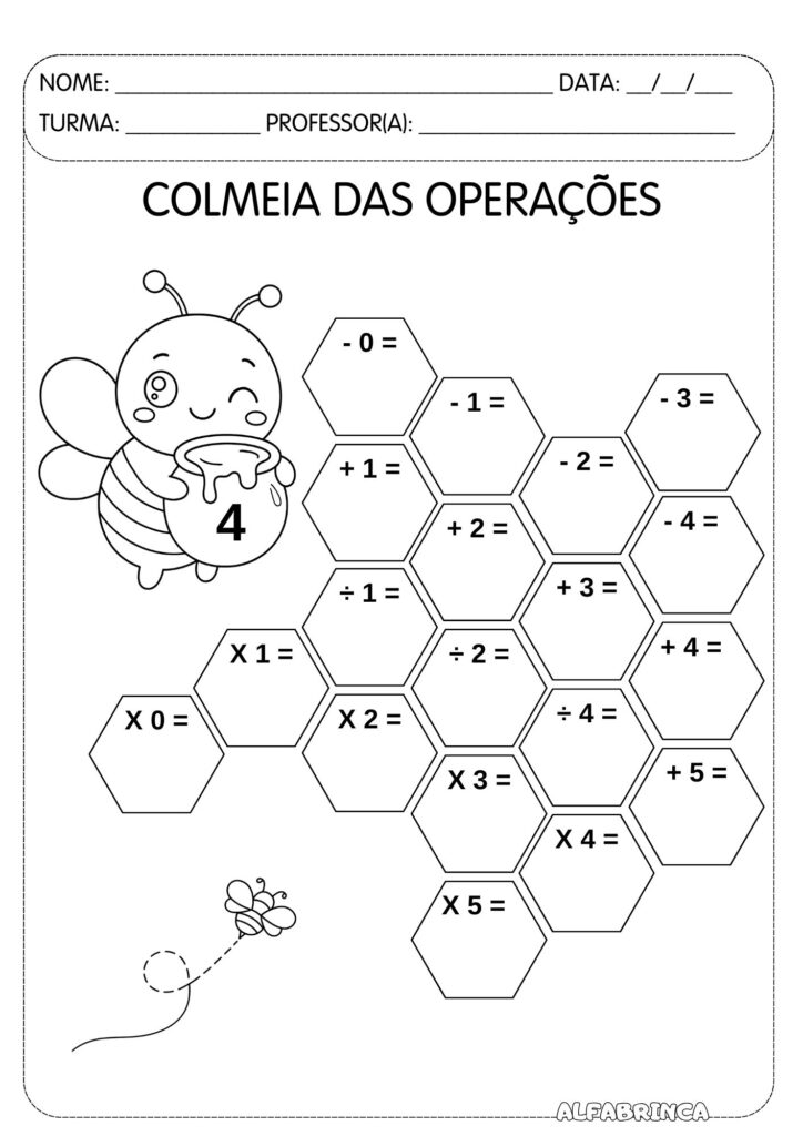 Colmeia das Operações Matemáticas – Material pronto para imprimir - Download Gratuito - Alfabrinca