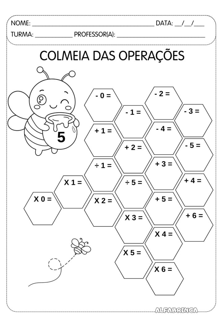 Colmeia das Operações Matemáticas – Material pronto para imprimir - Download Gratuito - Alfabrinca