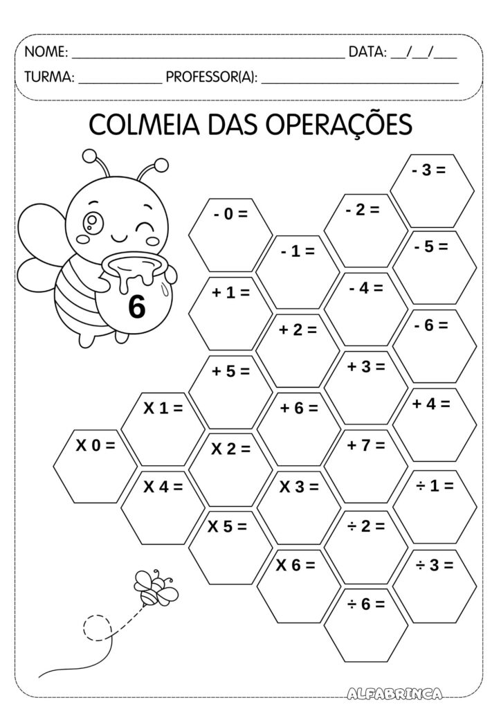 Colmeia das Operações Matemáticas – Material pronto para imprimir - Download Gratuito - Alfabrinca