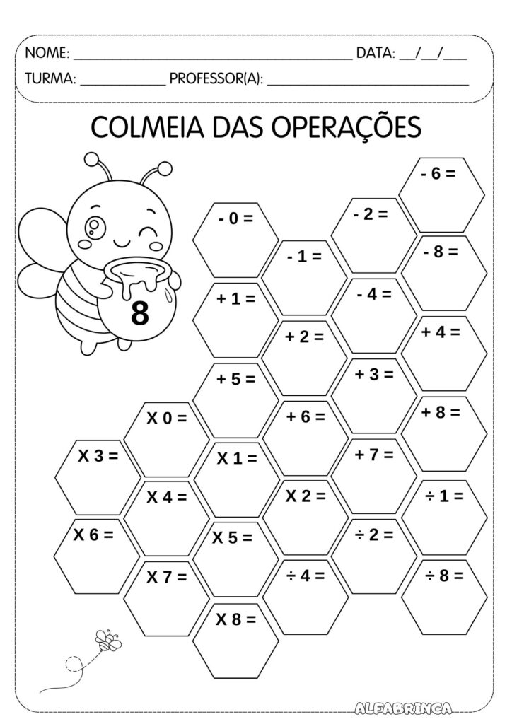 Colmeia das Operações Matemáticas – Material pronto para imprimir - Download Gratuito - Alfabrinca