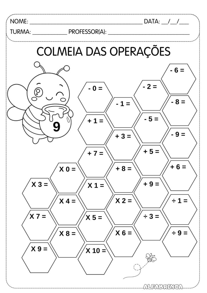 Colmeia das Operações Matemáticas – Material pronto para imprimir - Download Gratuito - Alfabrinca