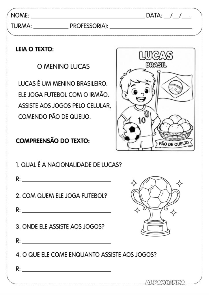 Crianças na Copa 2026 – Leitura, Compreensão de Texto e Produção Escrita