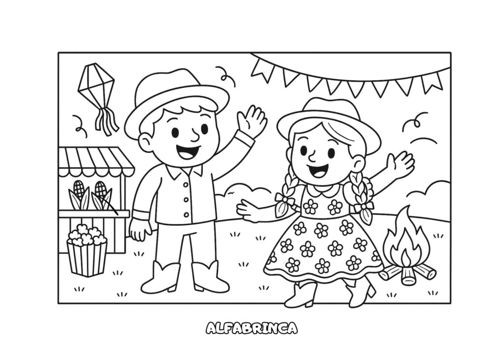 Festa Junina para Colorir – 8 Desenhos Gratuitos para Imprimir - Alfabrinca