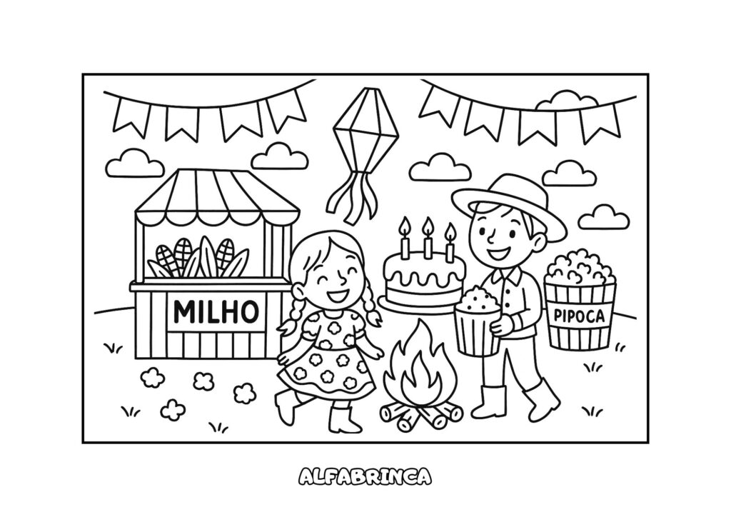 Festa Junina para Colorir – 8 Desenhos Gratuitos para Imprimir - Alfabrinca