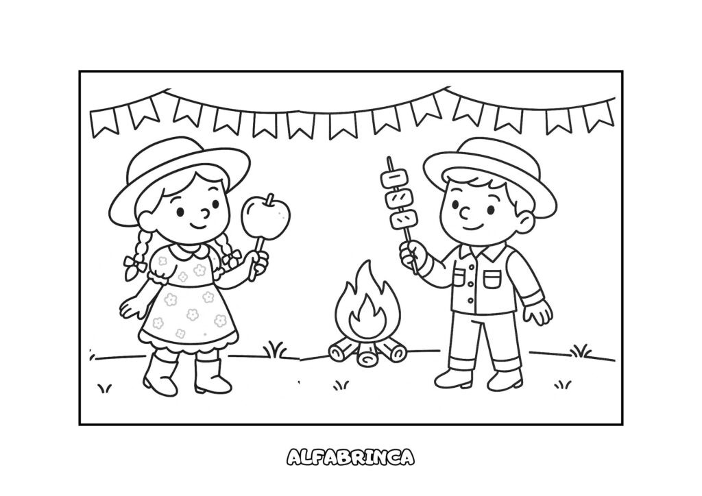 Festa Junina para Colorir – 8 Desenhos Gratuitos para Imprimir - Alfabrinca
