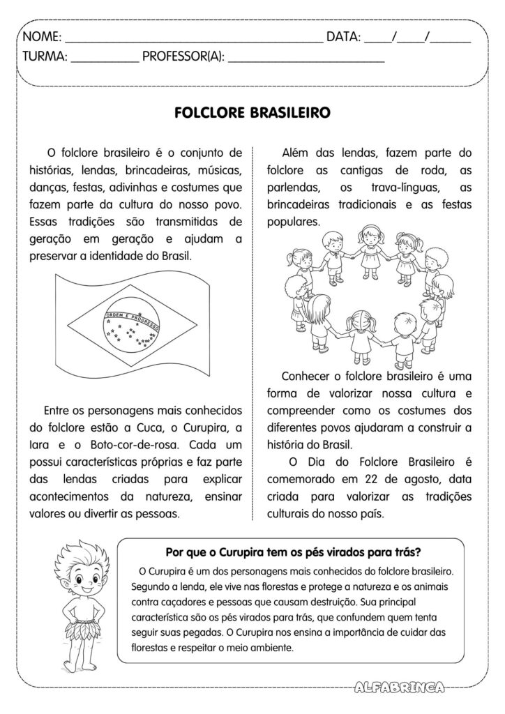 Dia do folclore - Atividades gratuitas - Alfabrinca