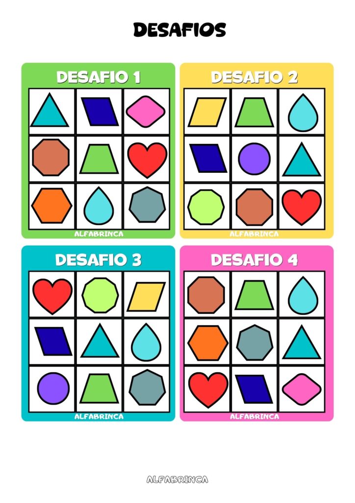 Desafio das formas - Download gratuito pronto para imprimir - Alfabrinca