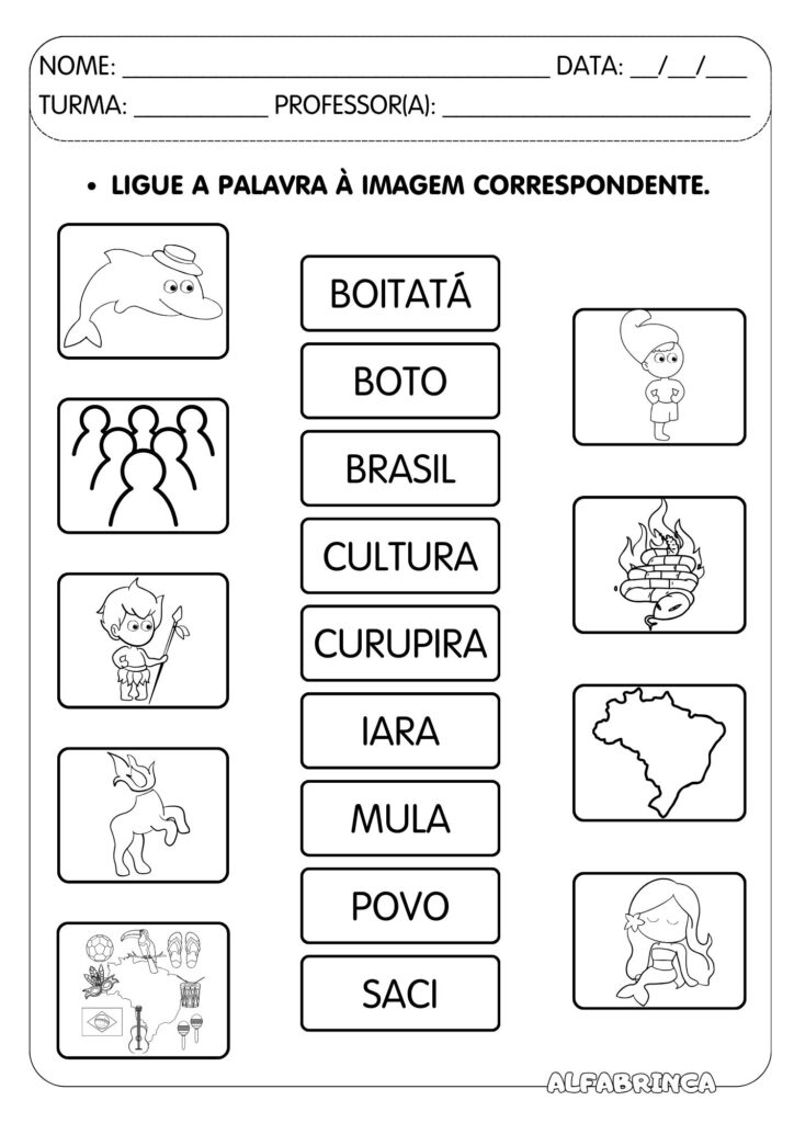 Sequência didática Alfabrinca sobre o Folclore Brasileiro para alfabetização. Texto original +  atividades para desenvolver leitura e escrita. Download gratuito.